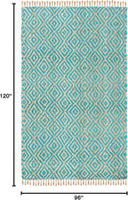 SAFAVIEH Area Rug 8x10 - Natural Fiber Collection - Large - Turquoise & Natural, Handmade Jute, Boho Style, Diamond Pattern, Ideal for Living Room, Bedroom, Dining Space (NF266C)