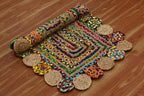 Runner Area Rug - 2.6x4 Feet Multicolor Cape Code Chindi Cotton Jute Rug Geometric Kilim Rug Indoor Outdoor Use Carpet Flatweave Rugs for Bedroom Bedside Runner Kitchen Hallway & Stair
