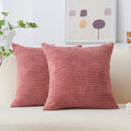 Home Brilliant 26x26 Pillow Covers Euro Shams Cover Large Solid Striped Corduroy Euro Throw Pillow Cushion Cover Sham for Patio, 26 x 26 inch, Dry Rose Pink