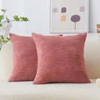 Home Brilliant 26x26 Pillow Covers Euro Shams Cover Large Solid Striped Corduroy Euro Throw Pillow Cushion Cover Sham for Patio, 26 x 26 inch, Dry Rose Pink