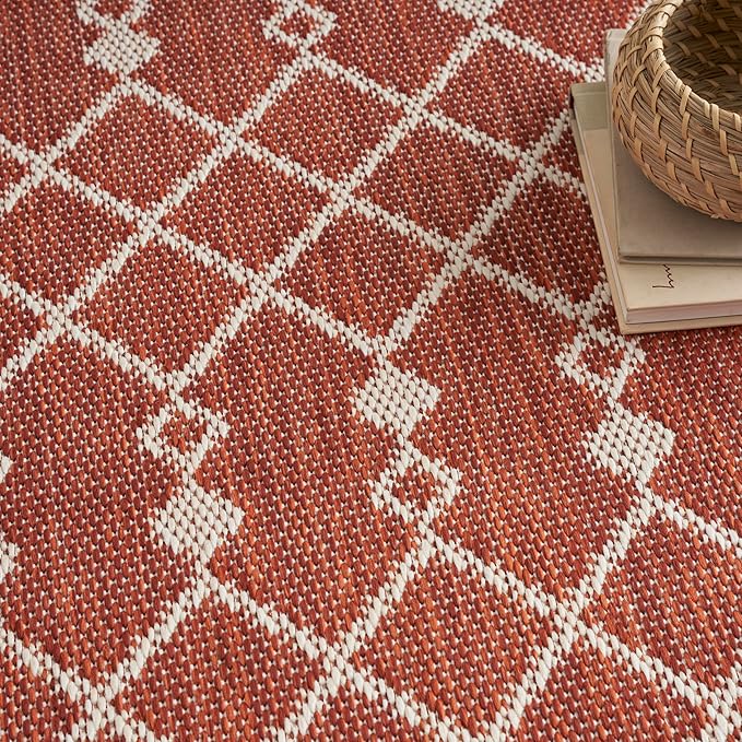 Nourison Home Positano Terracotta 6' x 9' Area Rug - Easy Clean, Non Shedding, Bed Room, Living Room, Dining Room, Kitchen (6' x 9')