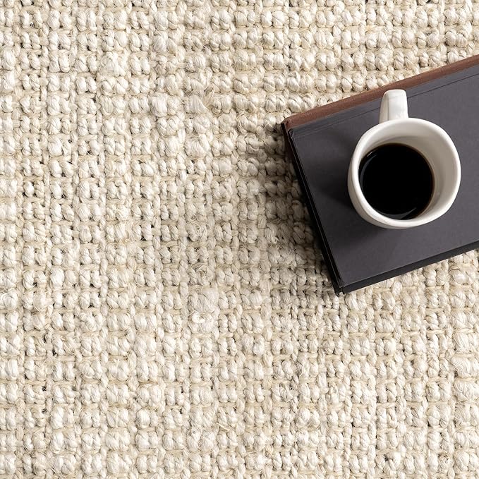 Nuloom Daniela Off-White, 7'6" x 10'6", Handmade, Jute, Tassel, Soft and Textured, High Traffic, Stain Resistant, Easy Clean, Durable Area Rug for Bedroom, Living Room, Dining Space, Foyer, Entryway