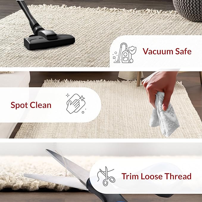 Nuloom Daniela Off-White, 7'6" x 10'6", Handmade, Jute, Tassel, Soft and Textured, High Traffic, Stain Resistant, Easy Clean, Durable Area Rug for Bedroom, Living Room, Dining Space, Foyer, Entryway