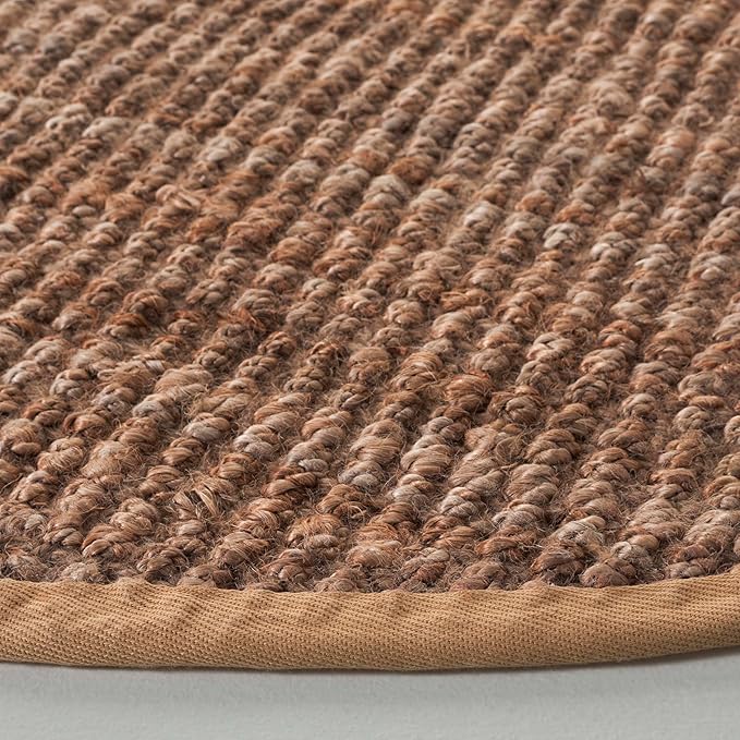 SAFAVIEH Natural Fiber Collection 7' Round Natural NF730C Handmade Farmhouse Premium Jute Area Rug