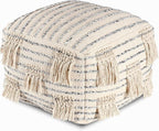 Anji Mountain Pouf Ottoman Foot Rest, Handmade Ottoman Pouf, Comfortable Foot Stool, Decorative Floor Seating for Living Room Decor, Bedroom & Home Décor Accent - Sterling Fringe