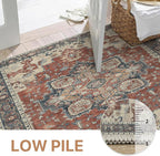 GENIMO 2x8 Runner Rugs for Hallway, Machine Washable Non Slip Vintage Rugs, Low Pile Lightweight Soft Print Rug for enrtyway, Corridor, Home Office, Kitchen, Bordeaux
