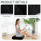 HIGOGOGO Tufted Corduroy Recliner Seat Cushion for Elderly, High Density Foam Large Square Seat Cushion for Recliner Chair, Floor Pillow, Office Chair, Car, No Pressure on Thighs, 20x20x4