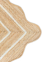 Wave Scalloped Natural Jute Rug Boho Entryway Runner Farmhouse, Off White (2'x10')