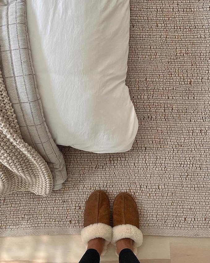 S & L Homes Jute Cotton Hand Woven Natural Farmhouse Area Rug for Living Room Bedroom Kitchen Hallway Entryway- Rustic Vintage Bohemian Decor - (2' x 3' Natural)