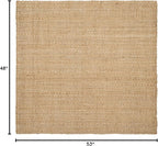 SAFAVIEH Area Rug 4' Square - Natural Fiber Collection - Natural Brown, Handmade Jute, Basketweave Design (NF401A)