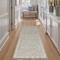 HUGEAR 2x6 Runner Rug Hallway Retro Grey Machine Washable Vintage Floral Low Pile Carpet Vacuumable Distressed Long Throw Rug Bedroom Office Bathroom Kitchen Laundry Non Slip Soft Lightweight