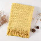 BATTILO HOME Yellow Throw Blanket for Couch, Textured Soft Gold Throw Blankets, Decorative Knitted Mustard Blanket for Sofa Bed Living Room, 50"x60"