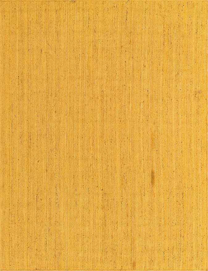 Unique Loom Braided Jute Collection Area Rug - Dhaka (9' x 12' 2" Rectangle, Yellow)
