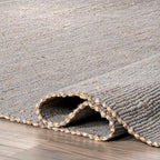 Nuloom Elfriede Handmade, Grey, 2'6" x 6', Solid, Rustic, Jute, Soft and Textured, High Traffic, Stain Resistant, Easy Clean, Durable Area Rug for Bedroom, Living Room, Dining, Den, Foyer