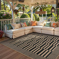 Beevia Striped 5x7 Black Jute Rug, Washable Outdoor Indoor Carpet for Living Room Dining Room, Farmhouse Modern Non-Slip Non-Shedding Rug for Patio Deck Porch Decor (Black, 5x7ft)