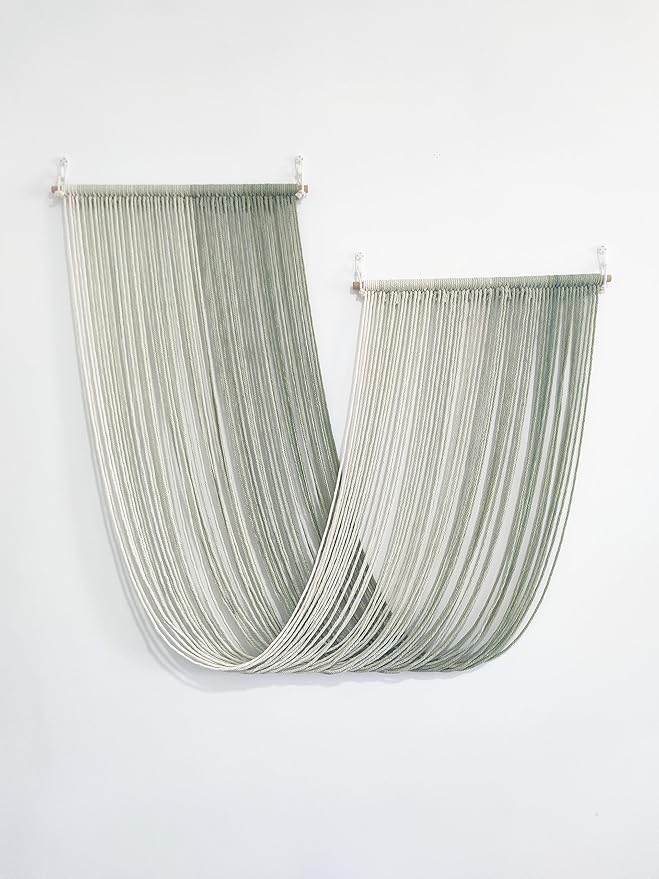 QULBUJ Dip Dye Large Macrame Wall Hanging Tie-Dye Yarn Tapestry Home Boho Wall Decor Ombre Art Headboard Bedroom Living Room 52" Wx34 L,Green
