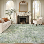 Abstract Rug 8x10 Large Living Room Rugs Neutral Modern Washable Area Rugs for Bedroom Dining Room Non-Slip Stain Resistant Foldable Thin Rug Green