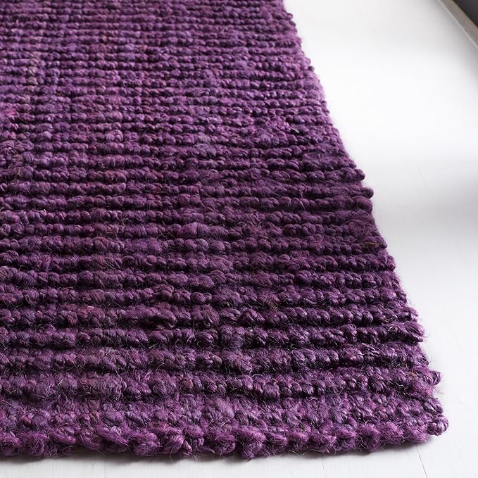 SAFAVIEH Area Rug 8x10 - Natural Fiber Collection - Large - Purple, Handmade Jute, Farmhouse Style, Chunky Textured Thick Pile (NF447B)