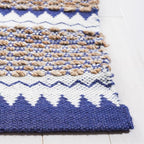 SAFAVIEH Natural Fiber Collection Area Rug - 9' x 12', Natural & Navy, Handmade Farmhouse Boho Coastal Rustic Jute, Ideal for High Traffic Areas in Living Room, Bedroom (NF874N)