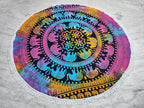 Round Beach Tapestry Turquoise Mandala Throw/Boho Hippie Beach Blanket Roundie/Indian Cotton Bohemian Large Round Table Cloth-Home Decor/Yoga Mat Meditation Picnic Rug (42", Multi Color)