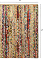 · REDEARTH · Jute Cotton Chindi Area Rug - 4'x6' Rectangular Rug, Handwoven, Non-Shedding, Soft & Durable – Multi Tones for Home Décor in Living Room, Dining Room, Bedroom