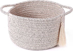 Small Gift Basket Empty Set of 2 - Little Cute Woven Rope Organizer Bins for Baby Shower Gifting, Makeup, Bathroom, Desk, Decorative Vanity - Pre-Shaped, Brown