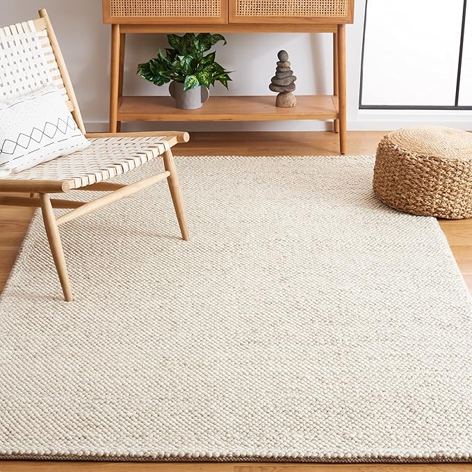 SAFAVIEH Area Rug 5x8 - Natura Collection - Beige & Ivory, Handmade Wool Blend, Textured Design, Ideal for Living Room, Bedroom, Dining Space (NAT425B)