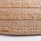 SAFAVIEH Natural Fiber Collection Area Rug - 7' Round, Taupe & Natural, Handmade Boho Farmhouse Rustic Jute & Cotton Jute, Ideal for High Traffic Areas in Living Room, Bedroom (NFB653E)