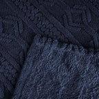Superior Fleece Boho Jacquard Blanket, Decorative Blankets for Bedroom, Sofa, Fuzzy, Plush, Fluffy, Soft, Cute Room Decor, Beautiful Cover, Comfort Essentials, Arctic Collection, Throw XL, Navy Blue