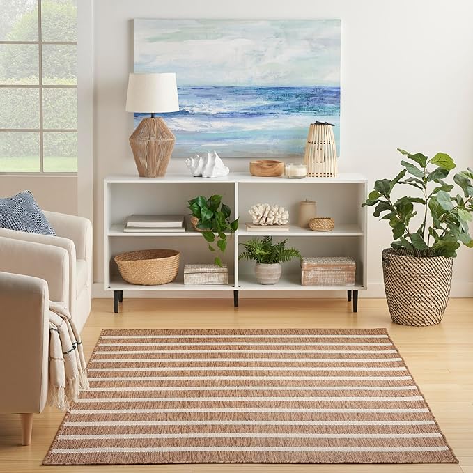 Nourison Home Positano Jute Ivory 6' x 9' Area Rug - Easy Clean, Non Shedding, Bed Room, Living Room, Dining Room, Kitchen (6' x 9')