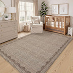 GarveeHome Scalloped Washable Rug 3x5 Non-Slip Low-Pile Indoor Rugs for Entryway Solid Coffee Modern Minimalism Carpet for Bedroom Living Room Kitchen Bathroom Door Mat