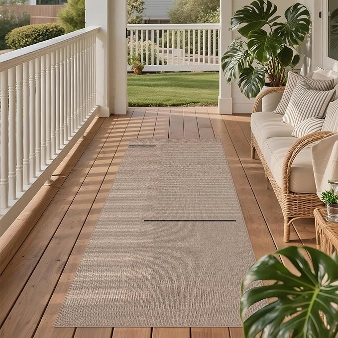 Easy Jute Rug 2x6: Indoor Outdoor Natural Boho Area Rugs for Hallway Patio Non Slip - Farmhouse Neutral Contemporary Carpet Mat for Entryway Kitchen Laundry Room Bedroom Washable