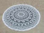 Round Beach Tapestry Turquoise Mandala Throw/Boho Hippie Beach Blanket Roundie/Indian Cotton Bohemian Large Round Table Cloth-Home Decor/Yoga Mat Meditation Picnic Rug (42", Black And WHite)