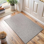 Easy Jute Door Mat, 2x3, Grey, Indoor, Outdoor, Silver, Solid, Rustic Style, Easy-Clean Rug, Woven, Carpet, for Living Room, Bedroom, Dining Room, Hallway, Office, Entryway or Patio, Deck, Porch