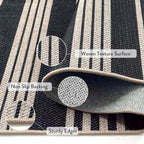 Lahome Elance Striped Easy Jute Runner, 2x6 Kitchen Runner Rug Non Slip Washable Outdoor Rug for Entryway Indoor, Farmhouse Indoor Outdoor Black Carpet for Hallway 6ft Entry Front Door