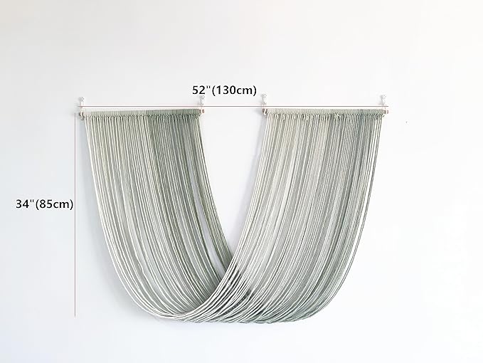 QULBUJ Dip Dye Large Macrame Wall Hanging Tie-Dye Yarn Tapestry Home Boho Wall Decor Ombre Art Headboard Bedroom Living Room 52" Wx34 L,Green
