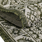 Rugs.com Outdoor Aztec Collection Rug – 13 Ft Square Green Flatweave-Pile Rug Perfect for Living Rooms, Kitchens, Entryways