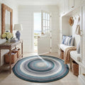 SAFAVIEH Washable Rug Outdoor Braided Collection - 5' Round, Teal & Multi, Handmade & Reversible, Non-Shedding & Easy to Clean, Ideal for Patio, Backyard, Deck, Kitchen, Mudroom (BRD308J)