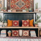 Jartinle Persian Medallion Throw Pillow Covers 18x18 Set of 4 Retro Boho Floral Ethnic Pillow Covers for Outdoor Sofa Couch Hippie Home Decor