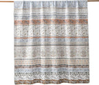 Boho Style Queen Quilt Set Mocha Brown Bohemian Floral Strip Quilt Beddding Set, Soft and Lightweight Bedspread for All Season, Full Size Bed Coverlet with 2 Matching Pillow Shams (3 Pieces)
