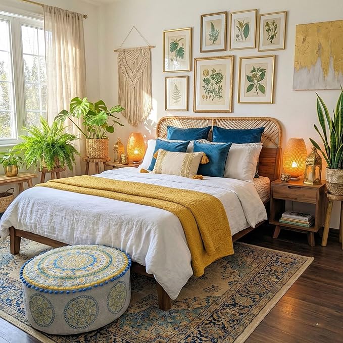 Boho Floor Pillow Cover Round Moroccan Large Pouf Ottoman Room Décor Cushion for Meditation Yoga and Boho Chic Bohemian Furniture Perfect for Living Room, Bedroom, Nursary or Children Room Unstuffed