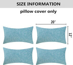Home Brilliant Teal Throw Pillow Covers Rectangular 12x20 Pillow Cover Linen Decorative Bed Pillows Cases for Couch Sofa, 12 x 20 inch (30x50 cm), Set of 4, Teal