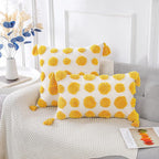 PANOD Super Soft Farmhouse Decorative Plush Throw Pillow Covers 26 x 26 Yellow,Solid Pom pom Tufted with Tassels Modern Accent Boho Square Cushion Cover Pillow Case for Couch Sofa