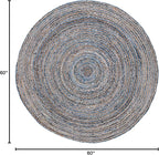 SAFAVIEH Area Rug 5' Round - Cape Cod Collection - Blue & Natural Brown, Handmade Jute & Cotton, Woven Braided Design (CAP202M)