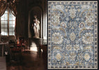 RUGSURE Washable Area Rugs - Perfect for Living Room, Bedroom, Kids Room, Nursery - Stain & Water Resistant Non-Slip, Pet & Child Friendly, Vintage Tribal Area Rugs (Navy, 9' x 12')