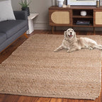 SAFAVIEH Natural Fiber Collection Area Rug - 5' x 8', Natural, Handmade Farmhouse Fringe Jute, Ideal for High Traffic Areas in Living Room, Bedroom (NF731A)