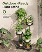 Bamworld Tall Plant Stand Indoor Outdoor Plant Stand with Wheels Heavy Duty Metal Plant Shelf for Multiple Plants Flower Stands for Patio Corner Garden Living Room Balcony, Black