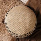 SUTAVIA Pouf Cover Ottoman Unstuffed Pouf Seat Footrest Decorative Storage Bean Bag Floor Chair for Home Decor Living Room Bedroom (Linen Decor, Round, 20" D x 20" W x 8" H)