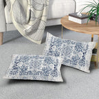 Navy Blue Grey Ethnic Boho Lumbar Pillow Covers 12x20 Inch Bohemian Carpet Pattern Vintage Gray Pillow Cases for Couch Farmhouse Rectangle Rustic Rug Pillow Cases for Bed Patio Outdoor Indoor Set 2