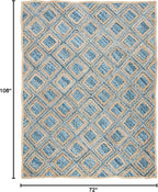 SAFAVIEH Cape Cod Collection Area Rug - 6' x 9', Natural & Blue, Handmade Flat Weave Diamond Braided Jute & Denim, Ideal for High Traffic Areas in Living Room, Bedroom (CAP354A)
